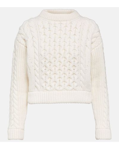 Patou Cable-knit Cashmere-blend Jumper - White