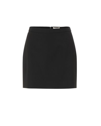 Saint Laurent Wool Miniskirt - Black