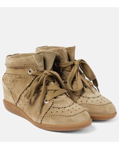 Isabel Marant Bobby Suede Wedge Sneakers - Natural