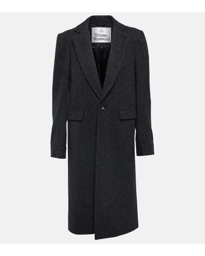 Vivienne Westwood Chalk Stripe Wool-blend Coat - Black