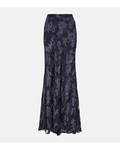 Etro Floral Embroidered Maxi Skirt - Blue