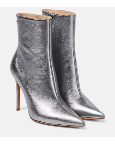 Gianvito Rossi Metallic Leather Ankle Boots - Gray