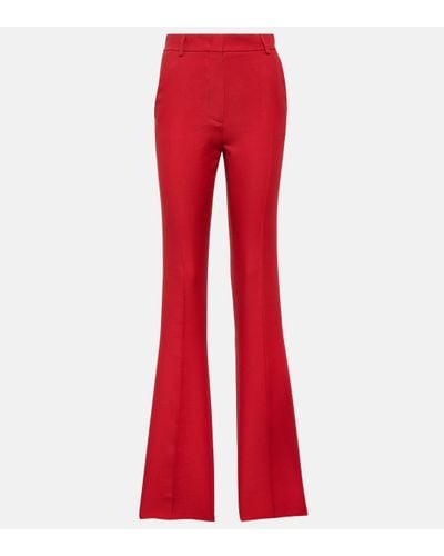 Valentino Pantalon evase a taille haute en Crepe Couture - Rouge
