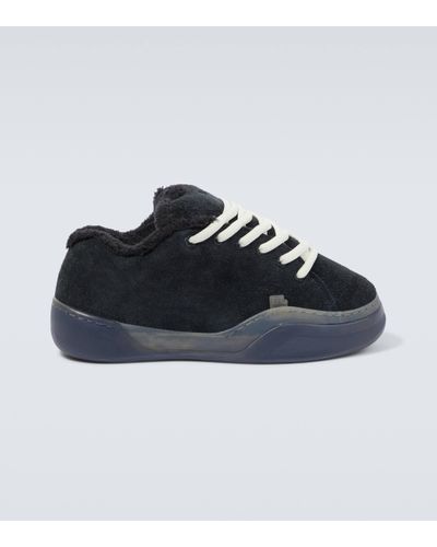 ERL Vamps Skate Terry-trimmed Suede Trainers - Blue