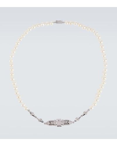 Rainbow K Collana Majesty in oro 14kt con perle e diamanti - Bianco