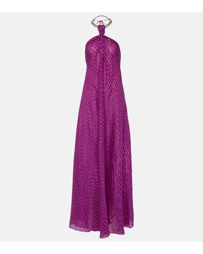 Johanna Ortiz Majestic Power Silk And Lurex® Maxi Dress - Purple