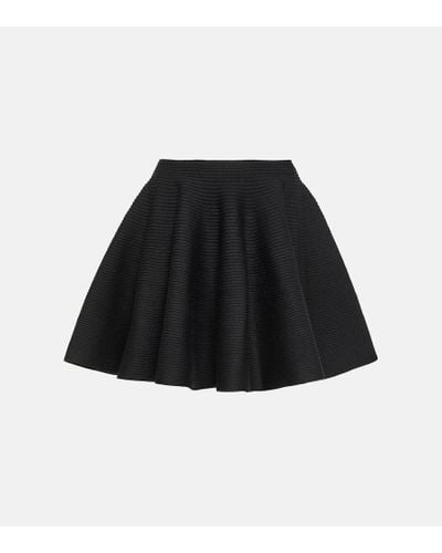 Alaïa Minifalda de punto acanalado en mezcla de lana - Negro