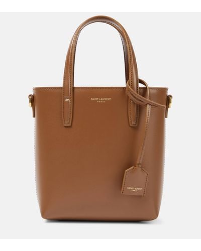 Saint Laurent Toy Shopping Mini Leather Tote Bag - Brown
