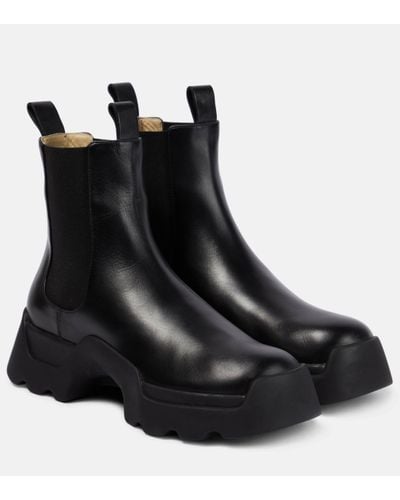 Proenza Schouler Stomp Leather Ankle Boots - Black