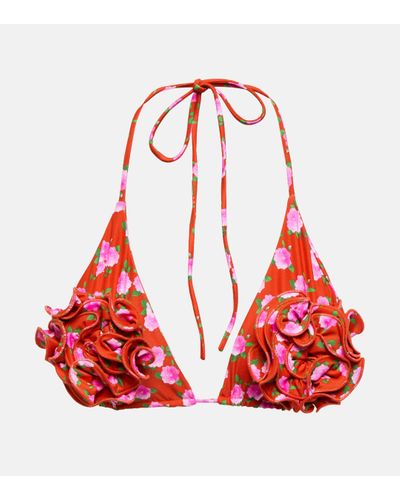 Magda Butrym Floral Triangle Bikini Top - Red
