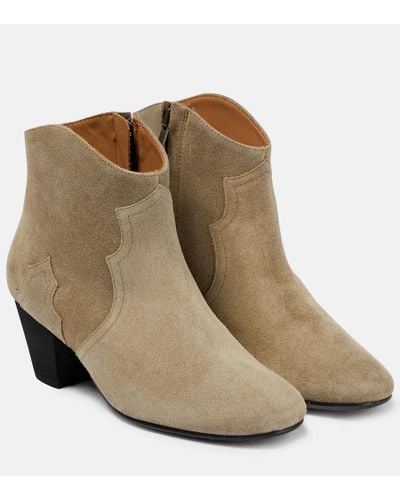 Isabel Marant Dicker Suede Ankle Boots - Natural