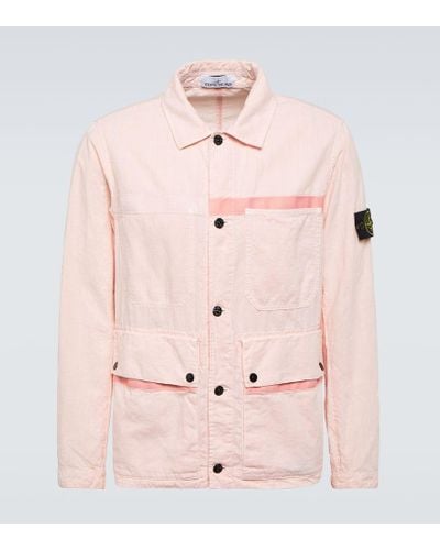 Stone Island Compass Linen-blend Jacket - Pink