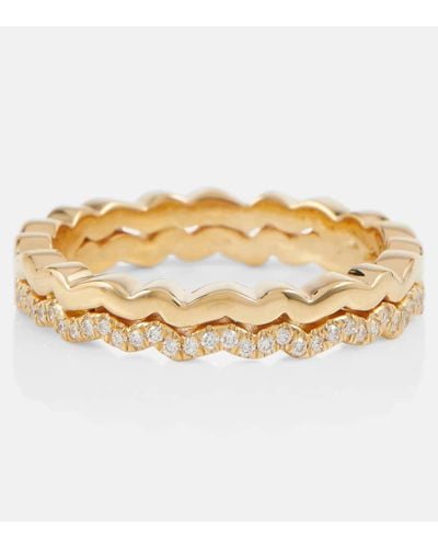 Suzanne Kalan Anillo Mini Wave de oro de 18 ct con diamantes - Metálico