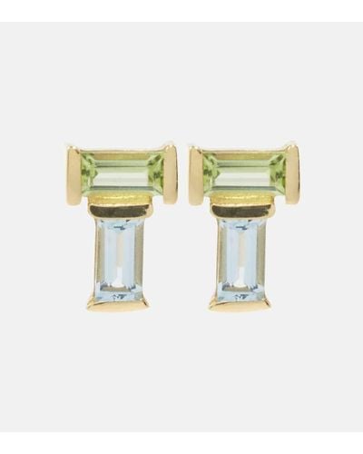 Aliita Ohrringe Tu Y Yo aus 9kt Gelbgold mit Peridot und Aquamarin - Mettallic