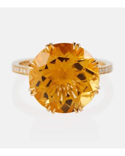 Ileana Makri Ring aus 18kt Gelbgold mit Diamanten und Citrin - Mettallic