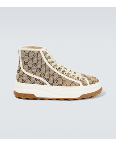 Gucci Sneaker Alta Con Motivo GG - Marrone