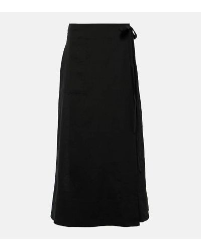 Asceno Amalfi Linen Maxi Skirt - Black