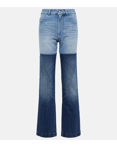 Peter Do Patchwork High-rise Straight Jeans - Blue