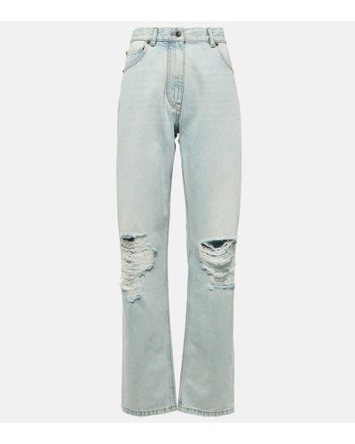 The Row Burty Mid-rise Distressed Straight Jeans - Blue