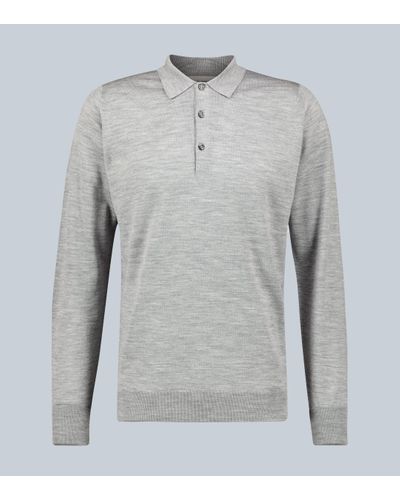 John Smedley Cotswold Long-sleeved Polo Shirt - Grey