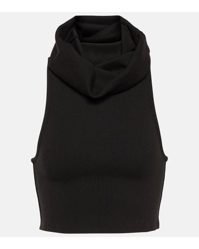 Alaïa Hooded Cotton-blend Crop Top - Black