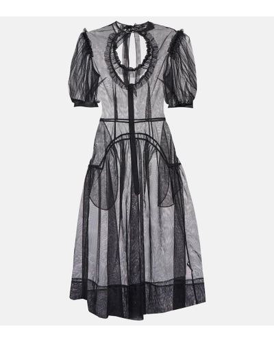 Simone Rocha Vestido midi con mangas abullonadas - Negro