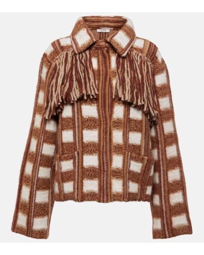Dorothee Schumacher Dizzy Fringed Checked Jacquard Jacket - Brown