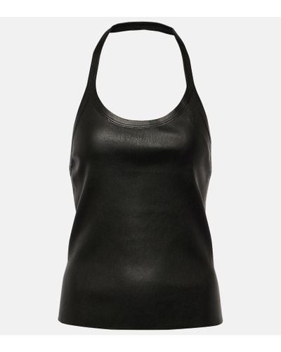 Stouls Cherry Halterneck Leather Top - Black