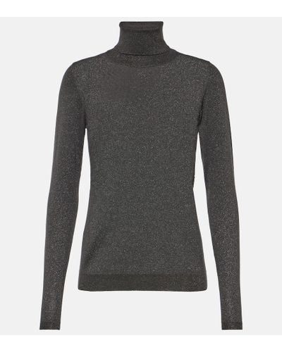 Brunello Cucinelli Top de mezcla de cachemir con cuello alto - Gris