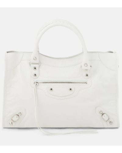 Balenciaga Le City Medium Leather Tote Bag - White