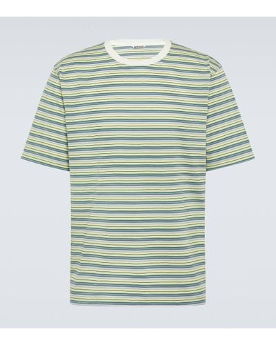 AURALEE Striped Cotton Gauze T-shirt - Green