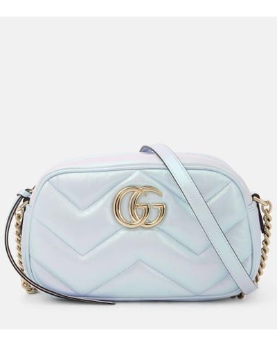 Gucci Schultertasche GG Marmont Small aus Leder - Blau