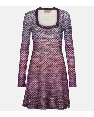 Missoni Sequin-embellished Gradient-effect Minidress - Purple