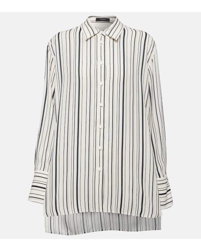 JOSEPH Camisa oversized de seda a rayas - Blanco