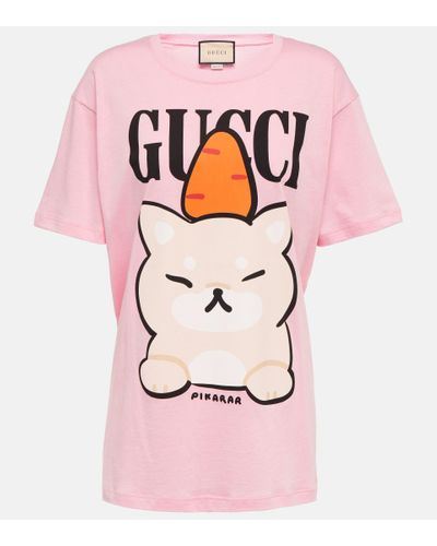 Gucci Printed Cotton T-shirt - Pink