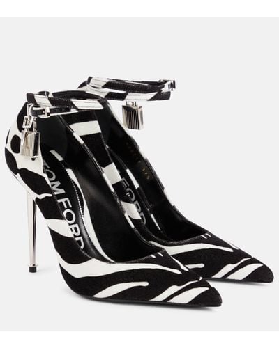 Tom Ford Padlock Zebra-print Velvet Court Shoes - Black