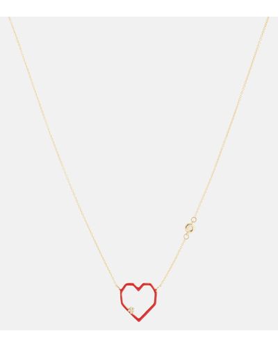 Aliita Heart 9kt Gold Necklace With Diamonds - White