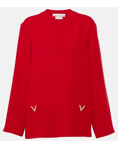 Valentino Vgold Cady Couture Silk Top - Red