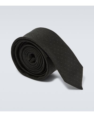 Saint Laurent Cravate en soie a motifs - Noir