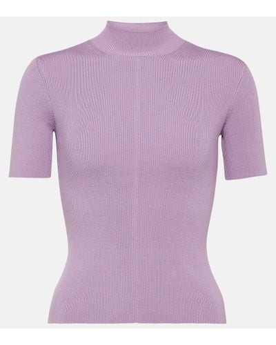 Oscar de la Renta Pullover in misto seta a coste - Viola