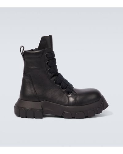 Rick Owens Men Jumbo Lace Laced Up Bozo Tractor Boots - Black