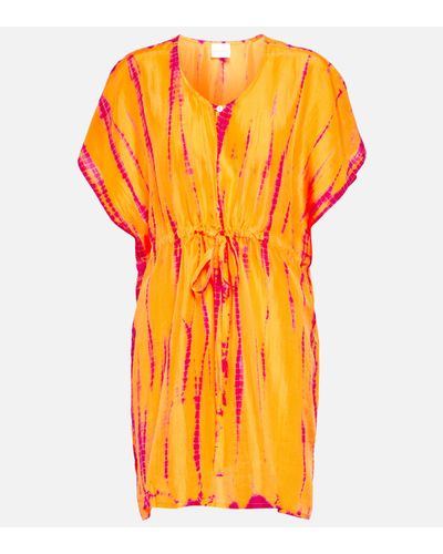 Anna Kosturova Tie-dyed Silk Kaftan - Orange