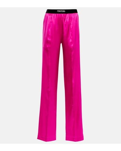 Tom Ford High-rise Silk-blend Satin Trousers - Pink