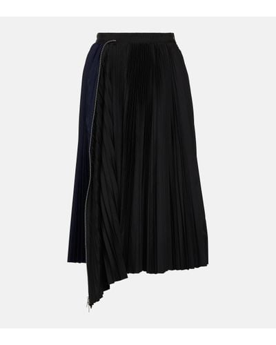 Sacai Pleated Midi Skirt - Black
