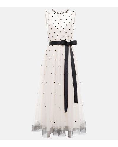 RED Valentino Embellished Point D'esprit Tulle Midi Dress - Natural