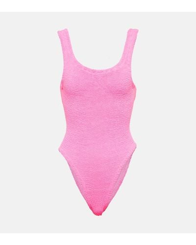 Hunza G + Net Sustain Badeanzug Aus Seersucker Mit Rückenausschnitt - Pink