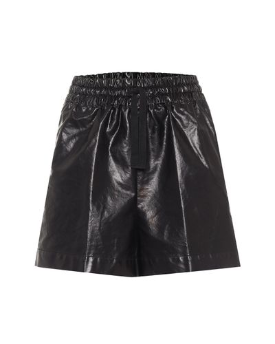 Dries Van Noten High-rise Coated Cotton-blend Shorts - Black
