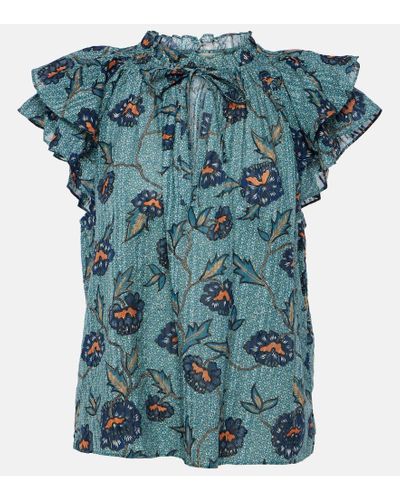 Ulla Johnson Annie Cotton-blend Top - Blue