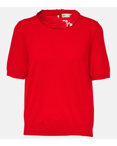 Tory Burch Sequined Wool And Cashmere Jumper - Red