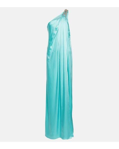 Stella McCartney Falabella One-shoulder Satin Gown - Blue